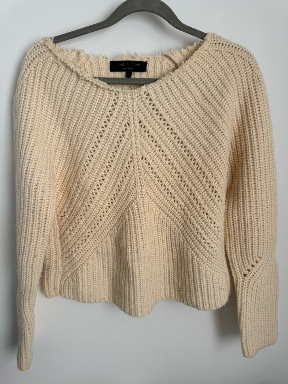 rag & bone Cream Knit Pullover Cable knit  Sweater Size Small